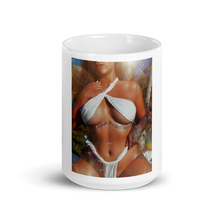 White glossy mug